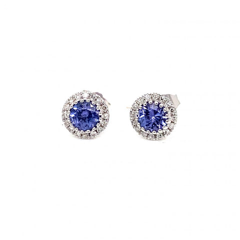 Tanzanite Halo Stud Earrings